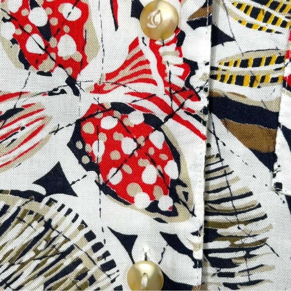 4/$20 Counterparts Tropical Print Button Front Blouse Multicolor Size 8 - Picture 3 of 5